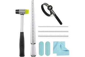 EJOQSON Ring Sizer Measuring Tool Ring Sizing Kit Ring Size Measurer Metal Jewelry Ring Mandrel and Mallet Finger Ring Shaper to Fix Bent Rings Fixer Reshaper Tool (10-Ring Size Shaper Tool)