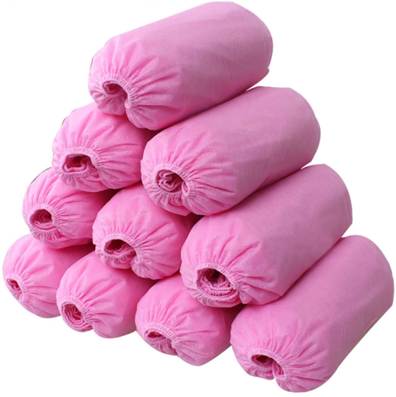 logei® 100 x Disposable Overcoat Shoe Covers - Non-Woven (Pink)