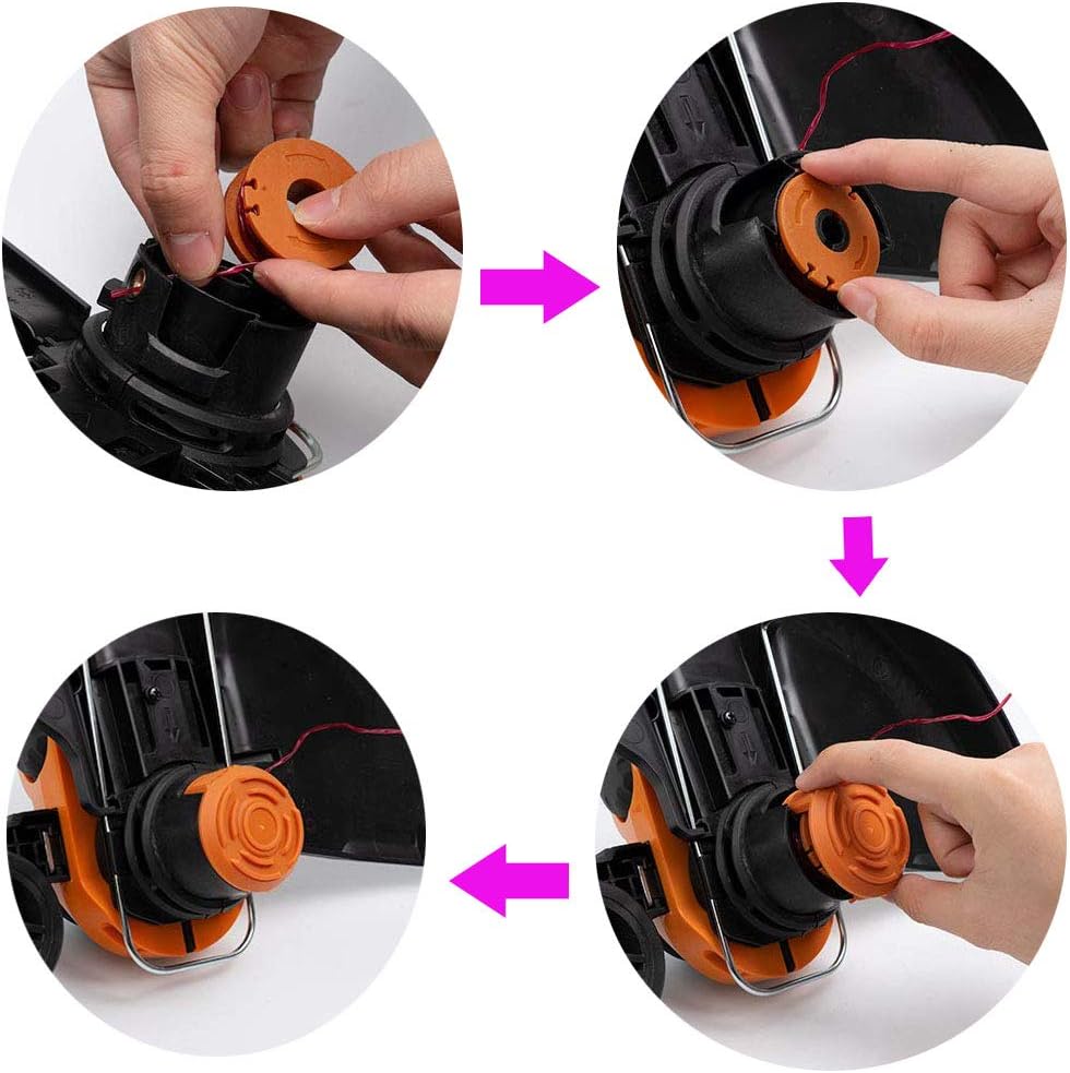 TOPEMAI WA0010 Replacement Trimmer Spool Line 0.065” for Worx WG154 WG163 WG160 WG180 WG175 WG155 WG151 String Trimmer Weed Eater (8 Spools, 2 Caps) : Garden & Outdoor