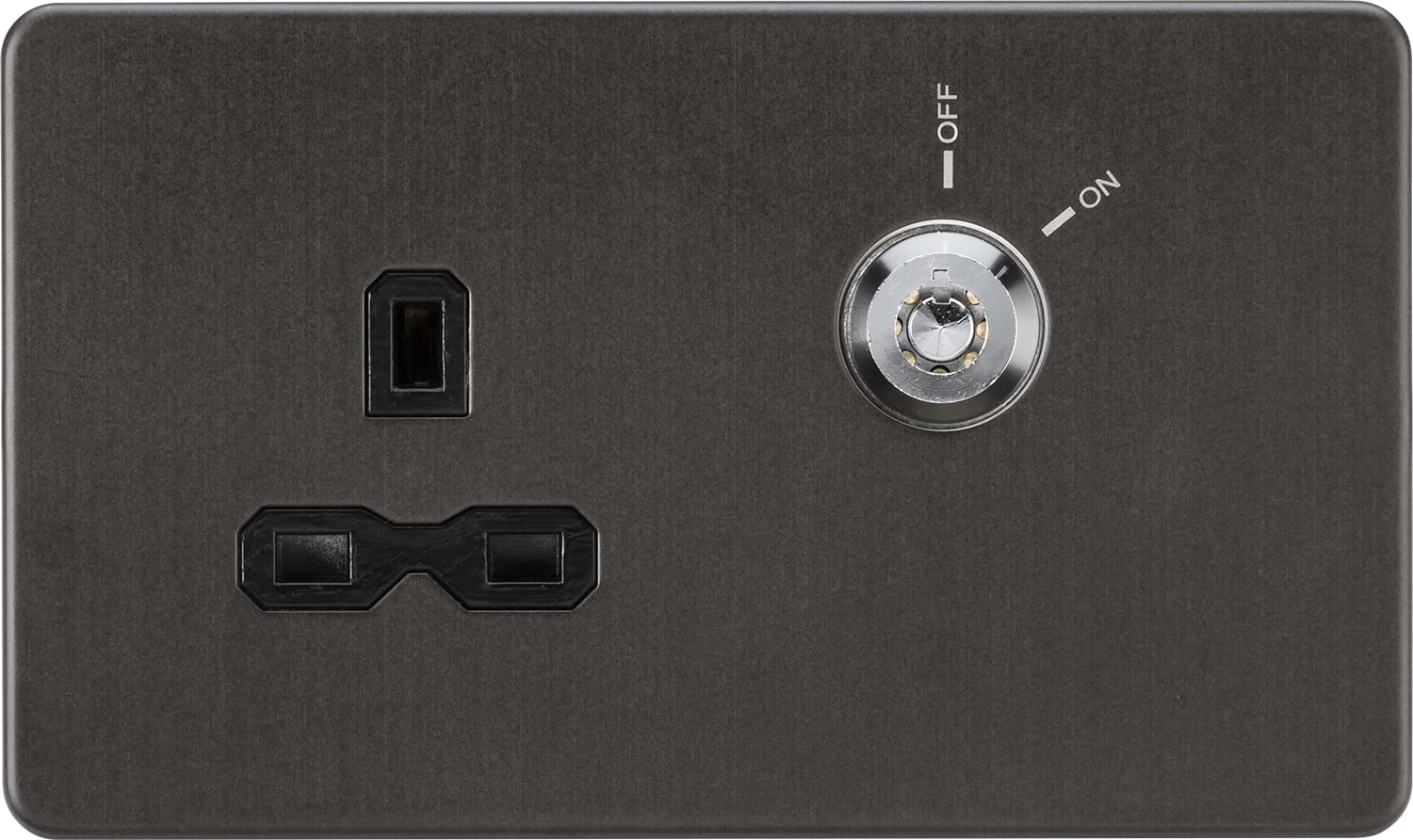 Knightsbridge 13A 1G DP Lockable socket - Smoked Bronze with black insert, (SFR9LOCKSB)