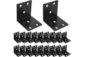Riuog 20 Pcs Metal Corner Braces, 2in L Brackets for Wood, 90 Degree Heavy Duty Wide Corner Black Metal Corner Bracket for Wood Furniture Bed Chair
