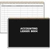 Accounting Ledger Book - A5 Ledger Book for Bookkeeping, Small Businesses &amp; Personal Use, Expense Tracker Notebook for Tracking Money, Expenses, Deposits &amp; Balance, 8.5" x 5.8", Black