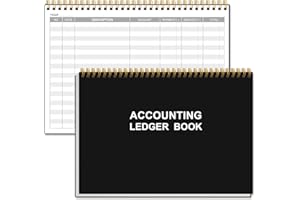HEVEBOIK Accounting Ledger Book - A5 Ledger Book for Bookkeeping, Small Businesses & Personal Use, Expense Tracker Notebook for Tracking Money, Expenses, Deposits & Balance, 8.5" x 5.8", Black