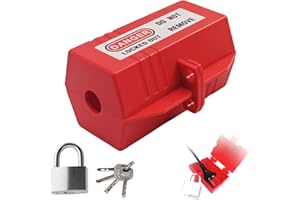 Young Dance Plug Lock Device, Electrical Outlet Insulation Lock with Lockout Tagout, 4.6x2x2.6in, 2 Locking Holes, Indoor/Outdoor/Factory (Red, Medium)
