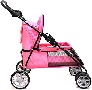 Haustier-Gang No-Ziprüttler Pet Stroller for Katzen/Hunde, Zipperless Eintrag, Easy One-Hand Falten, Luftreifen, Becherhalter + Storage Basket