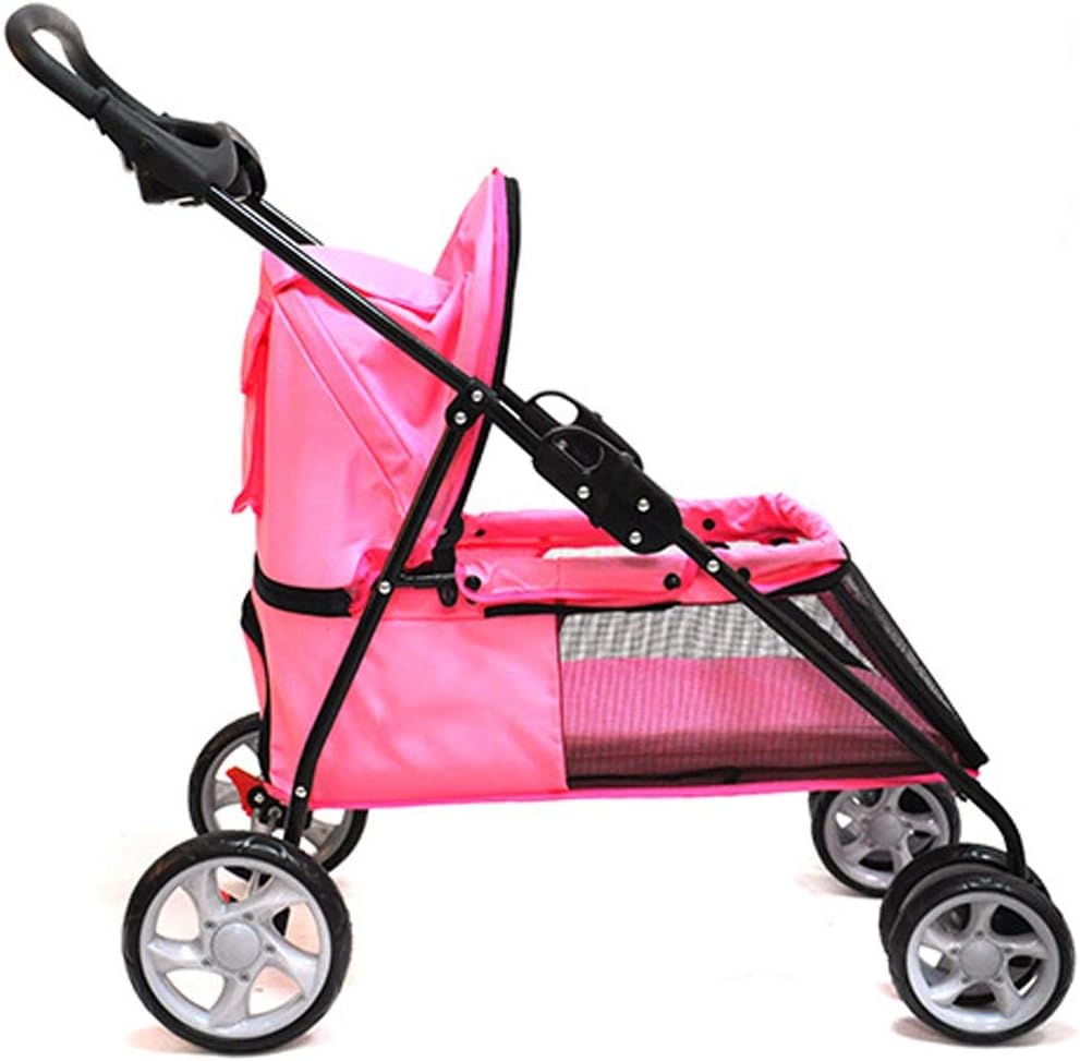 Haustier-Gang No-Ziprüttler Pet Stroller for Katzen/Hunde, Zipperless Eintrag, Easy One-Hand Falten, Luftreifen, Becherhalter + Storage Basket