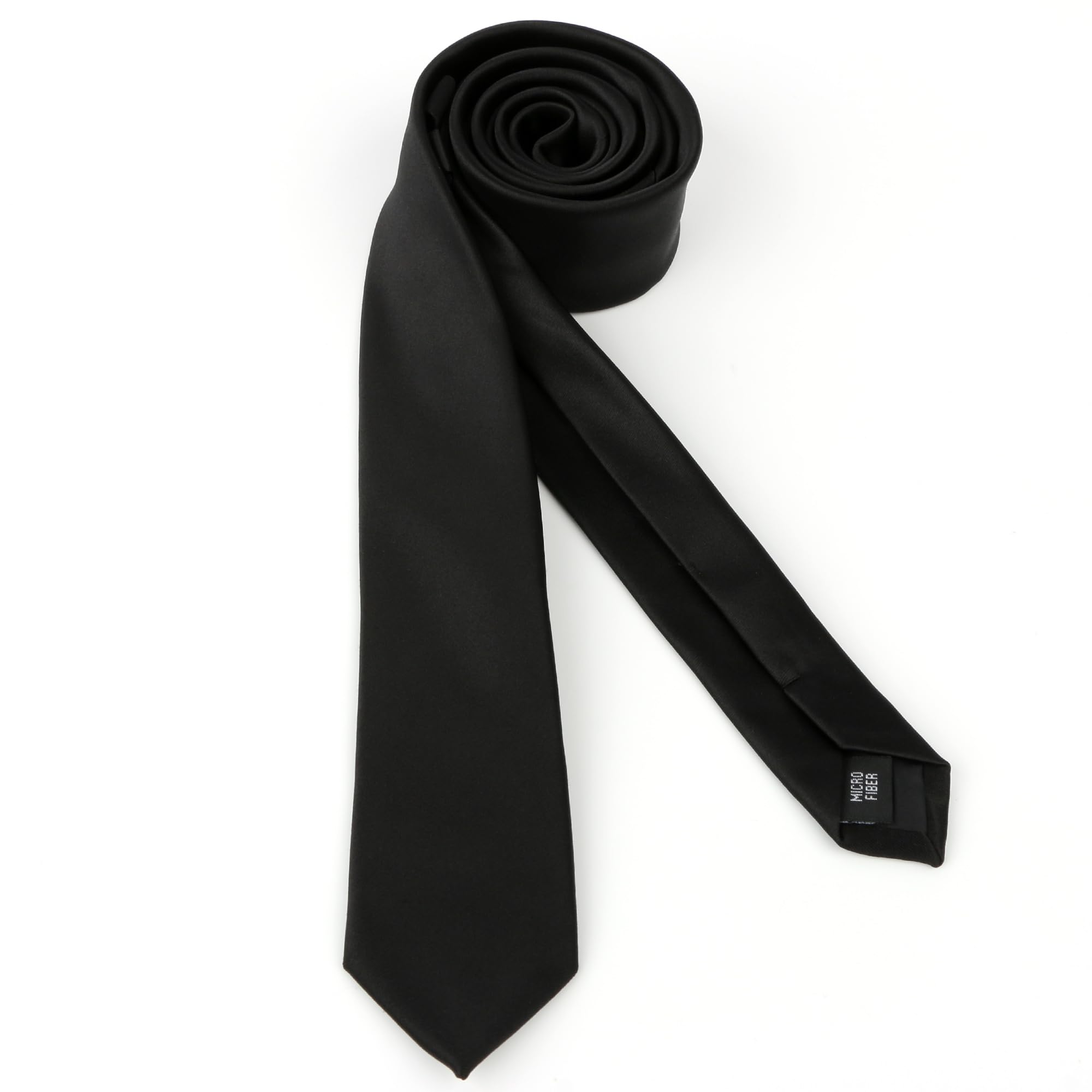 Landisun Black Tie Men Women Solid Skinny Ties Slim Ties Satin Tie