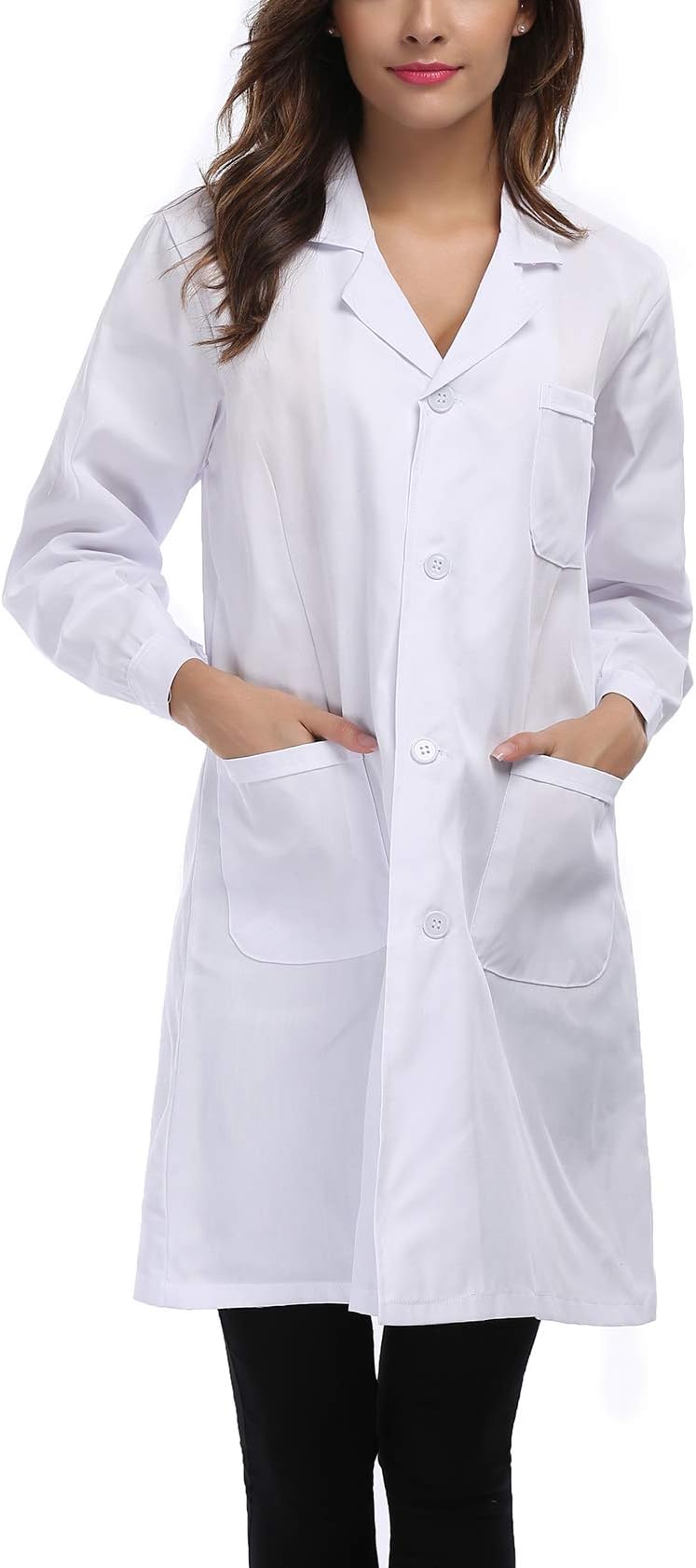 Taylor Eddie Women's White Full Length Lab Coat with Three Pockets