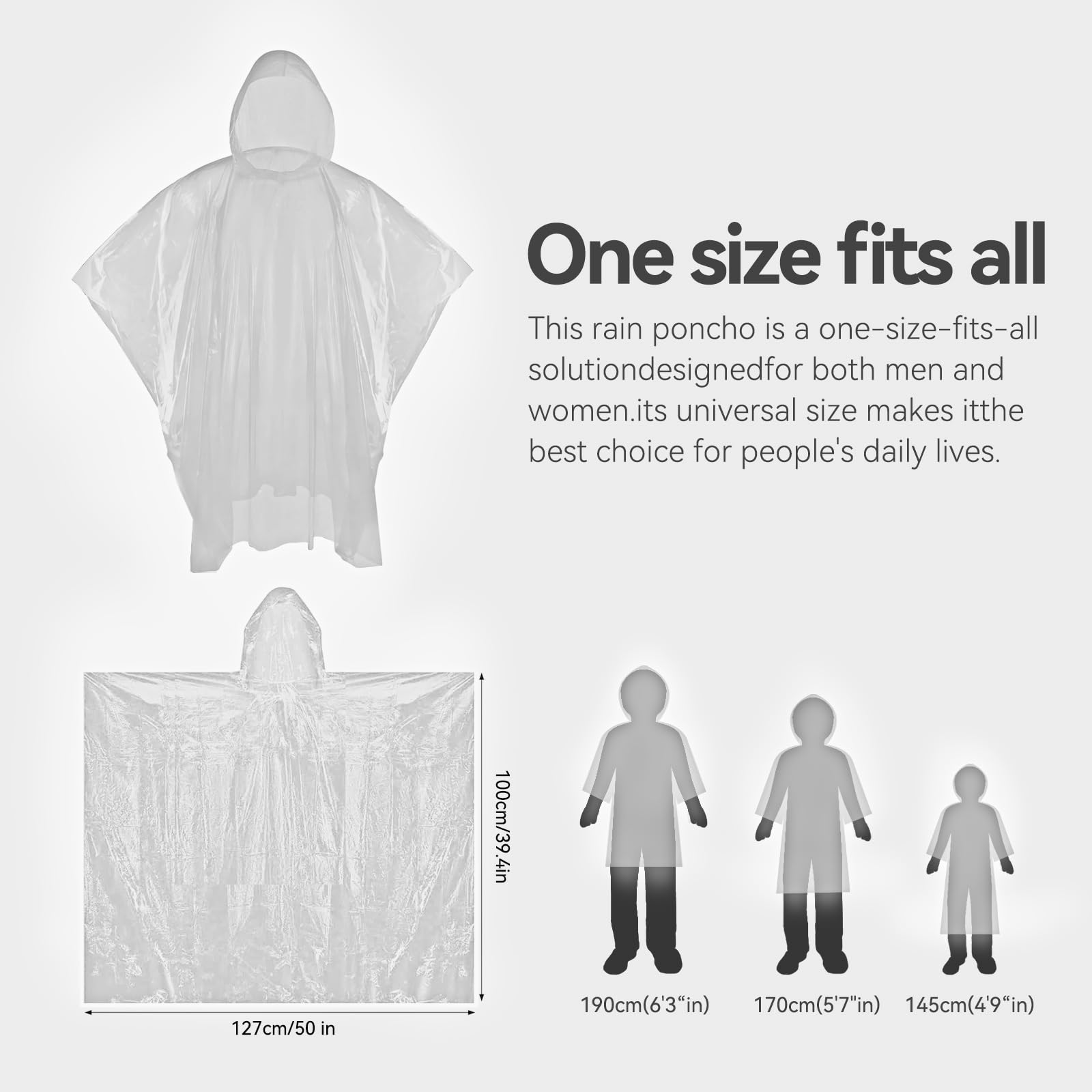 KAshack 10er Pack Einweg Regenponcho Durchsichtig für Damen Herren | 0.035mm Verdickt Wasserdichtes Regencape mit Kapuze | Leichter Notfallponcho für Festival, Camping, Konzert, Reise 3