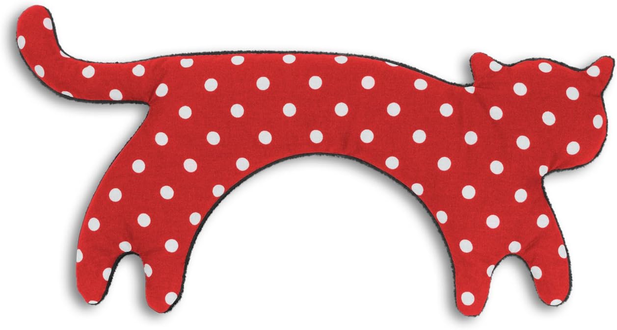 Leschi Wheat Bag microwavable, unscented/Heat Pack for Neck and Shoulders/Animal: Cat Minina, Polka dot red
