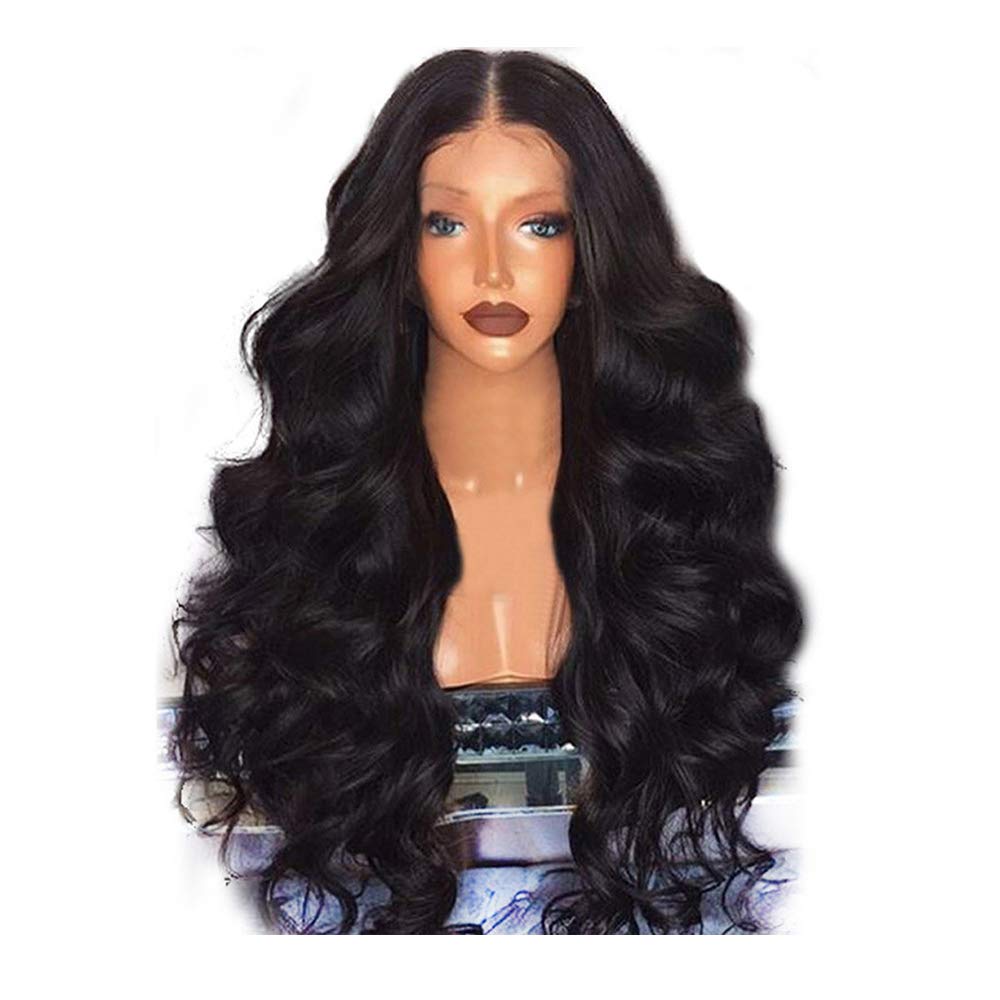 Wotryit Black Brazilian Remy Silk Fiber Hair Body Wave Hair Wigs For Luxury and Elegant Women(Length:65-68cm)