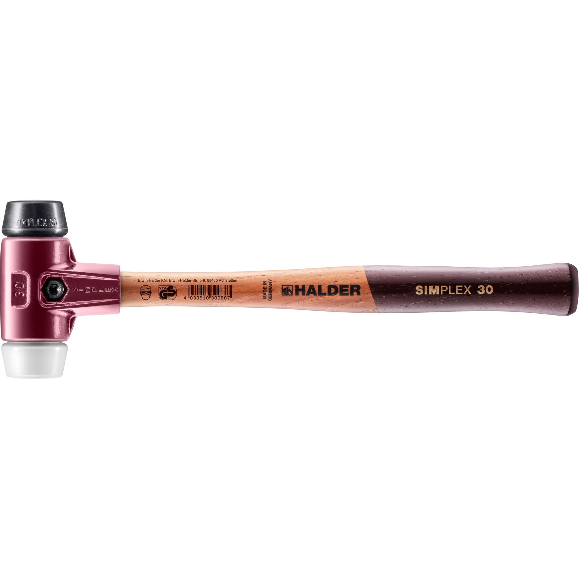 Halder 3027030 30 mm 3027 Rubber/Superplastic "Simlpex" EH Soft-Face Mallet - Multi-Colour