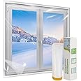 Augblinds Window Insulation Kit, Plastic Window Covering 62 Inch Wide × 393 Inch Length with Double-Sided Tape, Insulator Seal Kit for 10 - 3'x5' Windows Winterizing for Winter, 1 Roll Clear