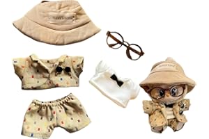 TOU-BEGUIN Labubu Clothes, Labubu Doll Accessories, Labubu Outfit Suit Set 5 Pieces Suitable for 15cm 17cm Doll, Styish Cool Clothes for Labubu Keychain,Labubu Dress-up Replacement