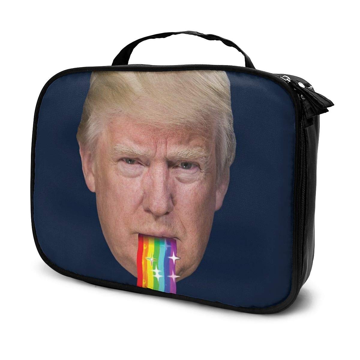 Multi-Functional Bag With Compartments Donald Trump Puking Rainbow Snapchat Filter Professional Cosmetic Pouch Travel Kit Makeup Boxes Makeup Bag
