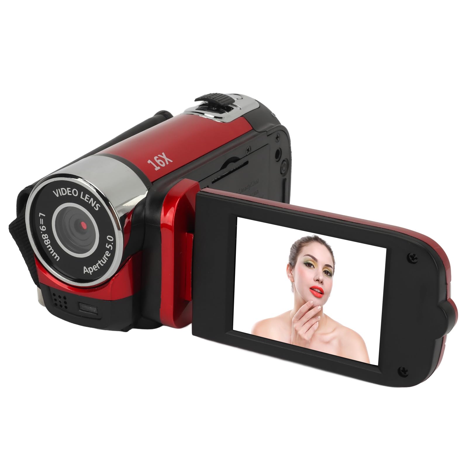 Sxhlseller D90 Digital Video Camera - 1080P 16MP Handheld Video Camcorder 16x Digital Zoom Video Camera with 2.7in TFT Rotatable Screen, HD Video Recorder Camera with Fill Light (Red)