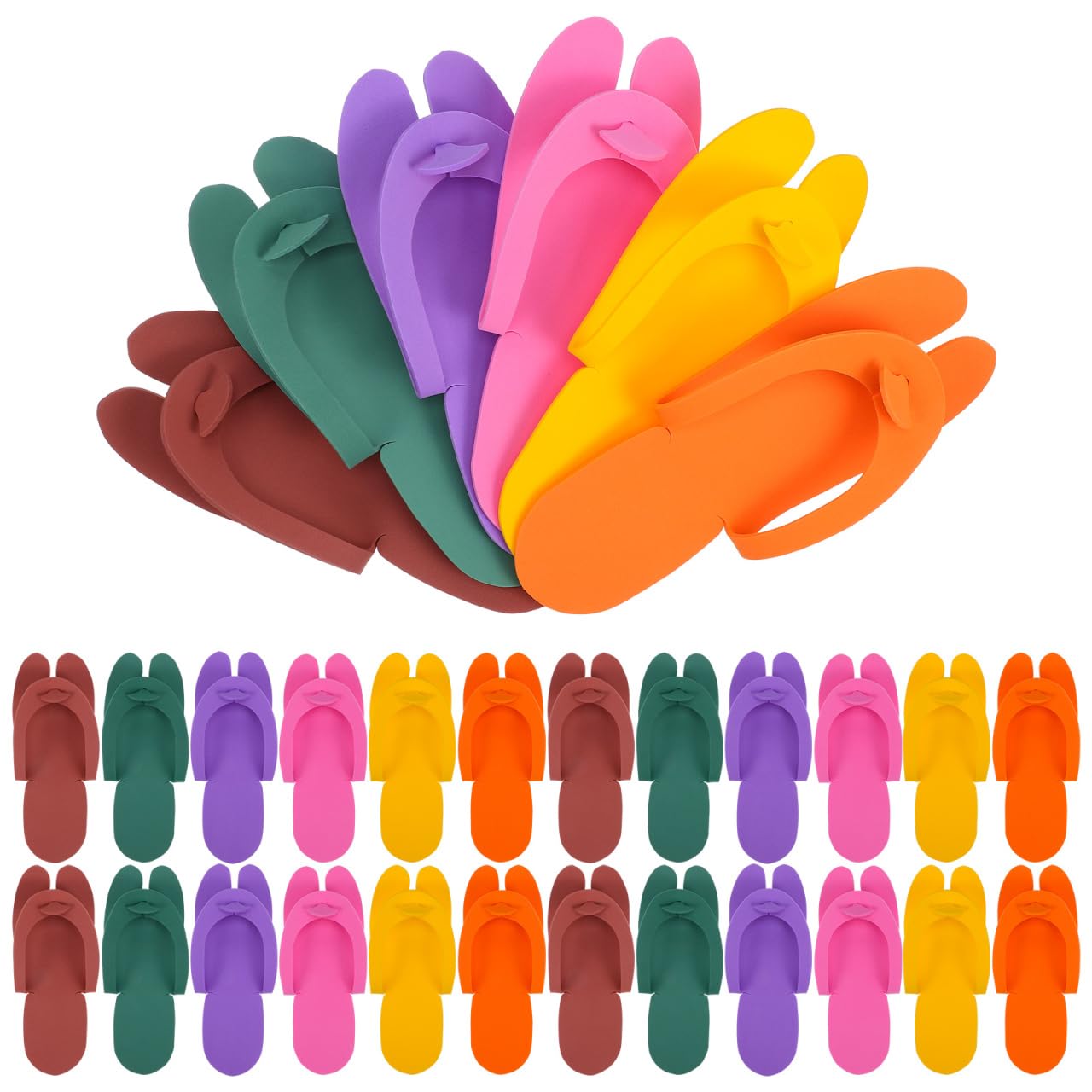 Happyyami Unisex Folding Disposable Slippers 24 Pairs Lightweight Soft Eva Foam Indoor Travel Spa Hotel Footwear Assorted Colors