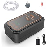 hygger Aquarium Air Pump, Rechargeable Portable Oxygen Pump with Single/Dual Outlets, Ultra Quiet Battery Powered Air Bubbler for Fish Tank up to 200 Gallo
