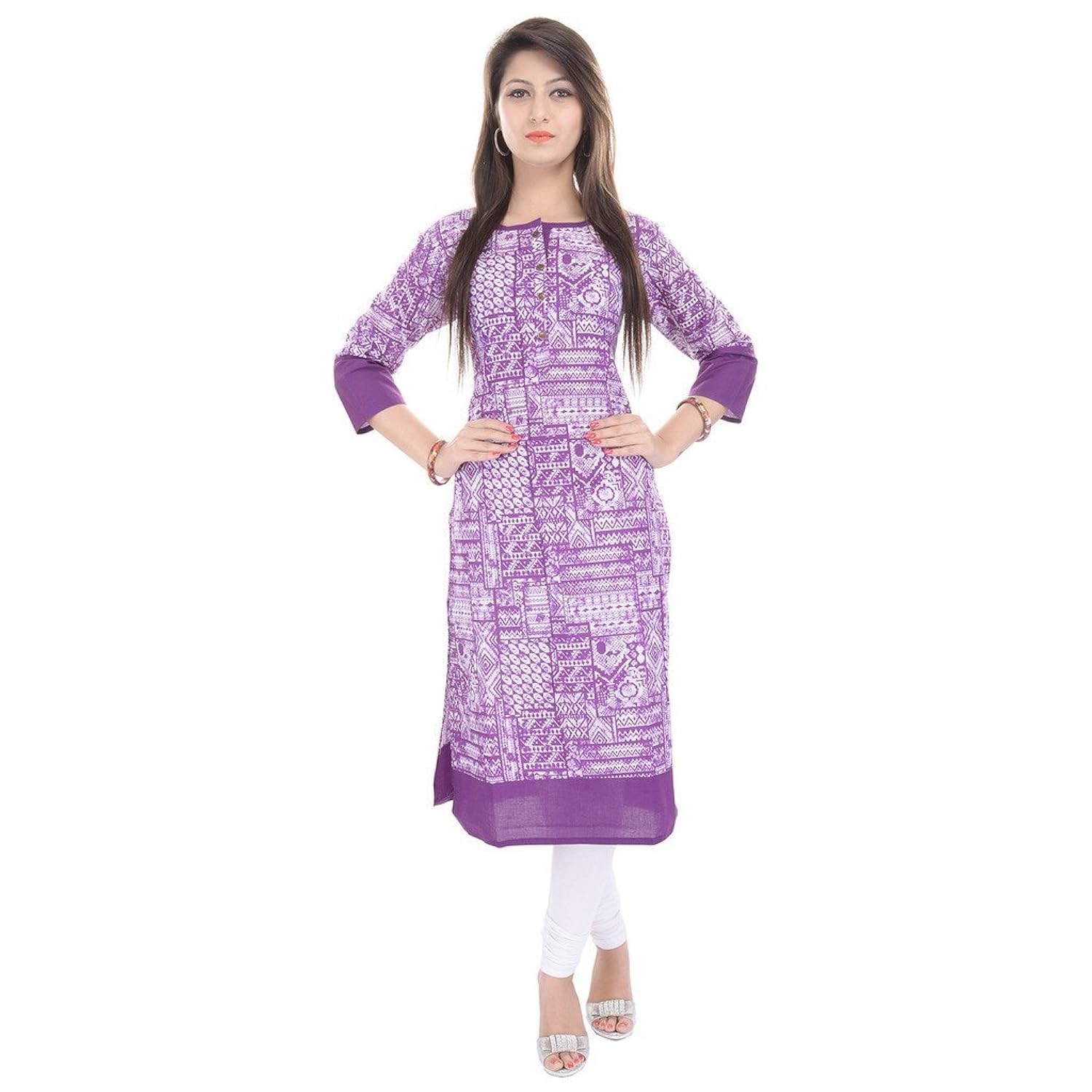 gulmohar jaipur women's cotton printed 3/4 sleeve kurti