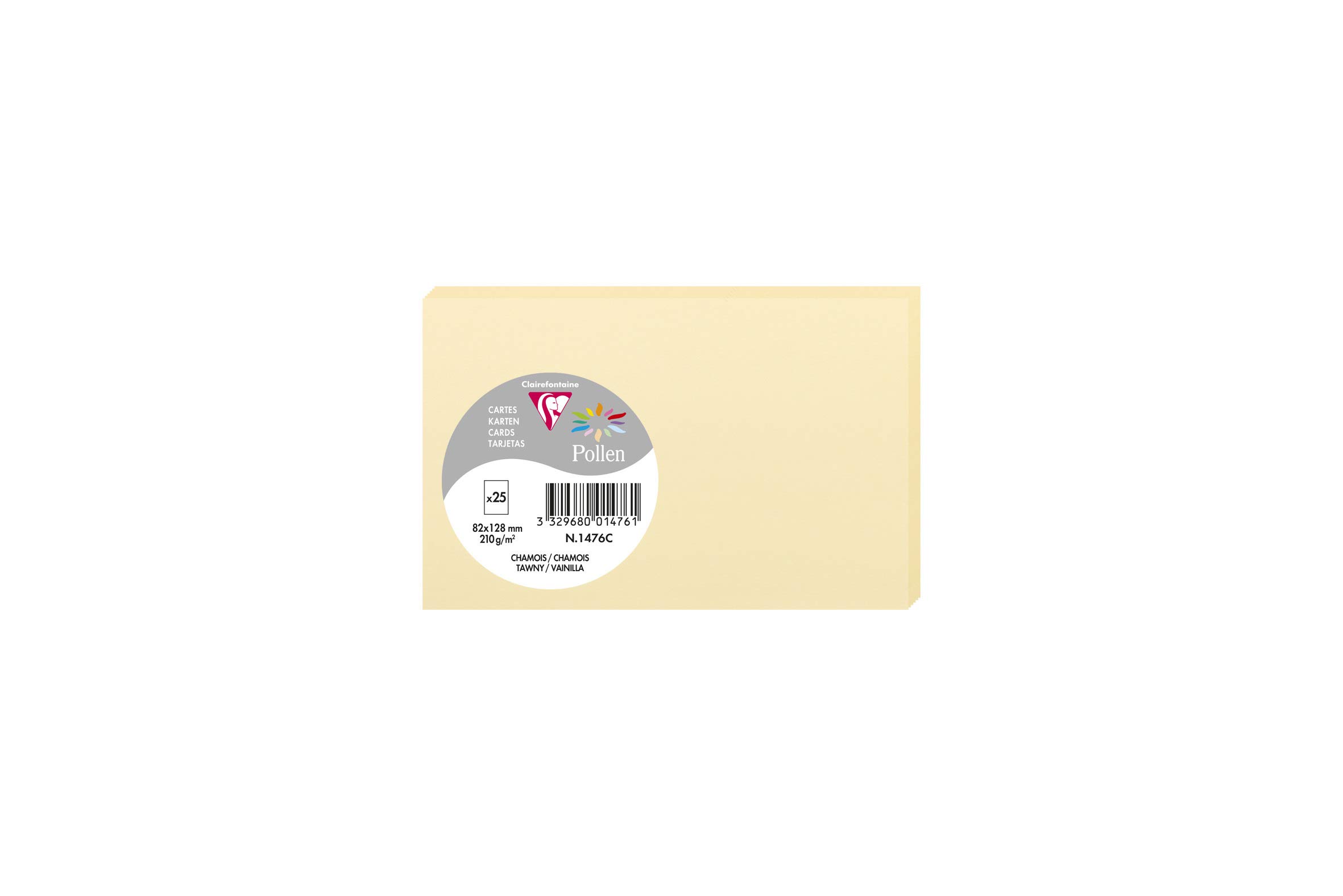 Clairefontaine 1476C Pack of 25 Plain Cards Format 8,2x12,8cm 210gsm Tawny colour Event and Correspondence Invitation Cards Pollen range Smooth Premium Paper — image 1