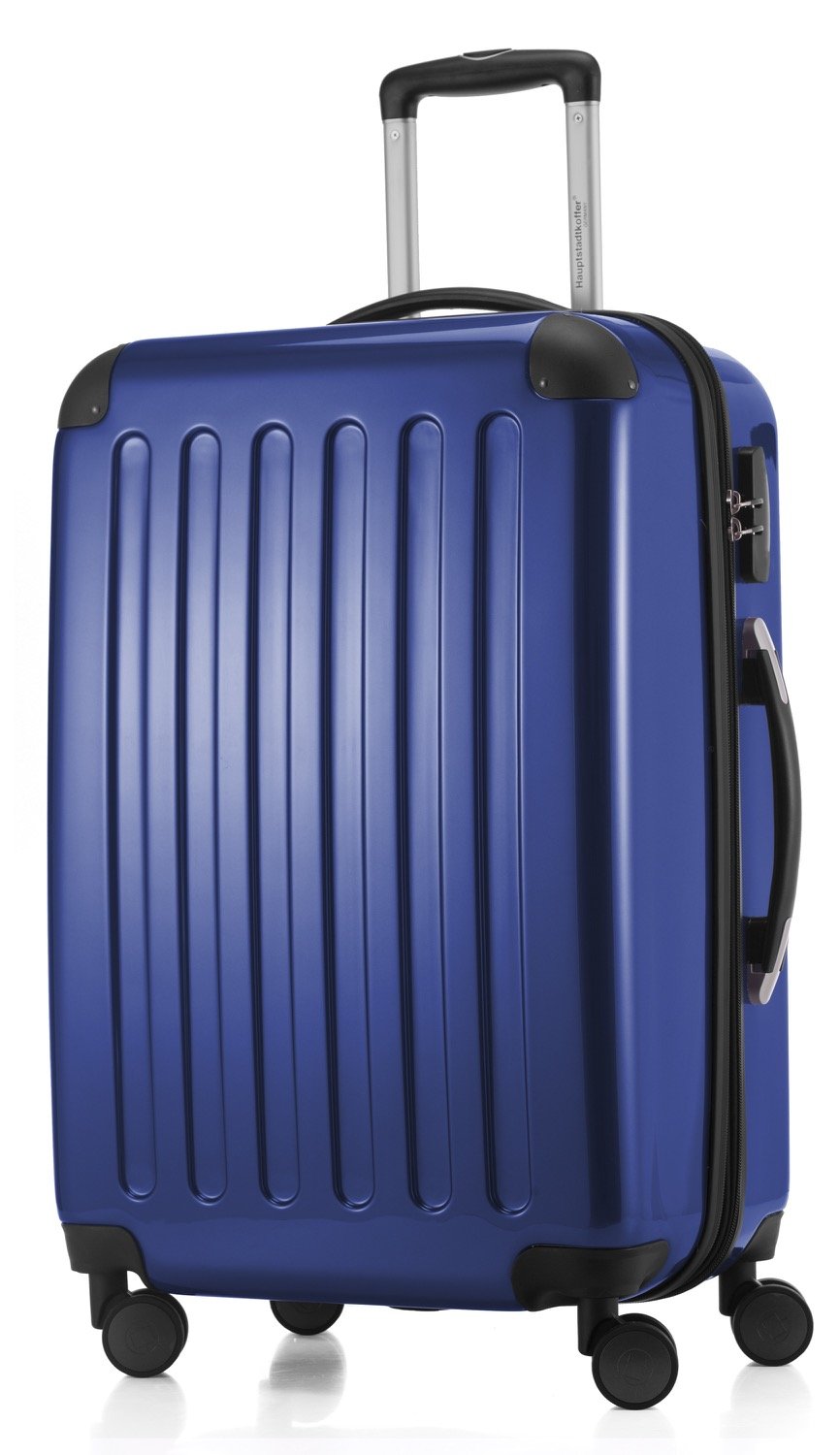 Hauptstadtkoffer Alex Expandable Hard Shell Suitcase 65 cm (74 L) with Combination Lock, Durable Travel Trolley with 4 Double Wheels, Darkblue