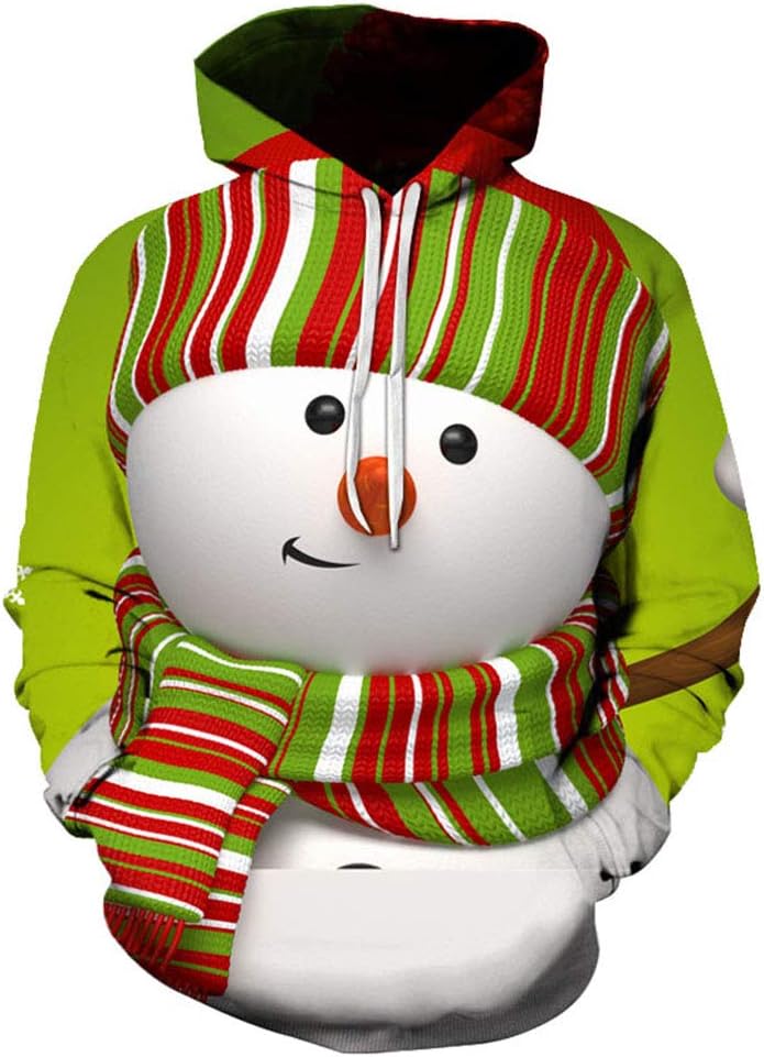 LHJ Unisex Ugly Christmas Sweater 3D Print Funny Xmas Pullover Sweatshirt