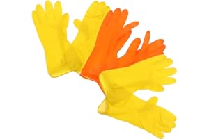 MUELODSIC 3 Pairs Medium Kitchen Gloves for Cooking and Dish Washing Textured Non-slip Latex Cleaning Gloves