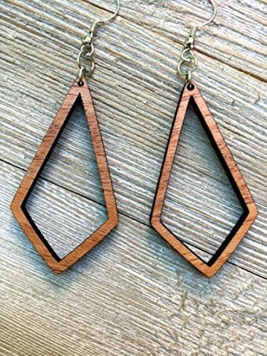 Kite Shaped Wood Earrings from Natural Reclaimed Mahogany