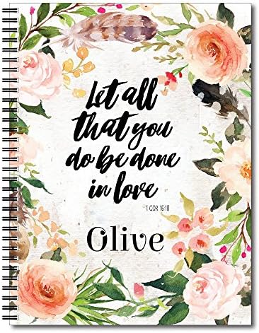 Gotcha Covered NotebooksDone in Love Personalized Religious Notebook/Journal, Laminated Soft Cover, 120 pages of your selected paper, lay flat wire-o spiral. Size: 8.5” x 11”. Made in the USA