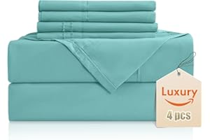 CozySmile Luxury Silky Soft Bed Sheet Set, 4 Piece,Twin Size, Fits 16 inch Deep Pocket Mattresses, Wrinkle Free & Breathable Cooling, Turquoise Bedding Sheets (Fitted Sheet, Flat Sheet, Pillowcases)