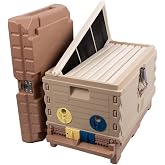 Apimaye Insulated 7 Frame Langstroth Nucleus Assembled Bee Hive Set with Built in Screened Bottom Board, Entrance Reducers and Top Feeders [Plastic PRO Frames and Premier Foundations] (Tan)