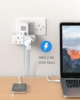 Mscien Double Plug Adaptor with USB C 2 USB A Night Light UK Plug view 5