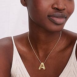 SELFROSE Bubble Letter Necklace for Women,Chunky