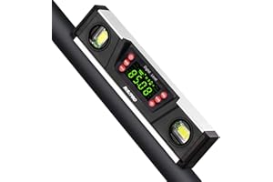 Digital Magnetic Level and Protractor - RISEPRO 10 Inches IP54 Protected Electronic Bubble Inclinometer, Angle Finder, Gauge w/Large VA Display & V-Groove Base DL135-B_US