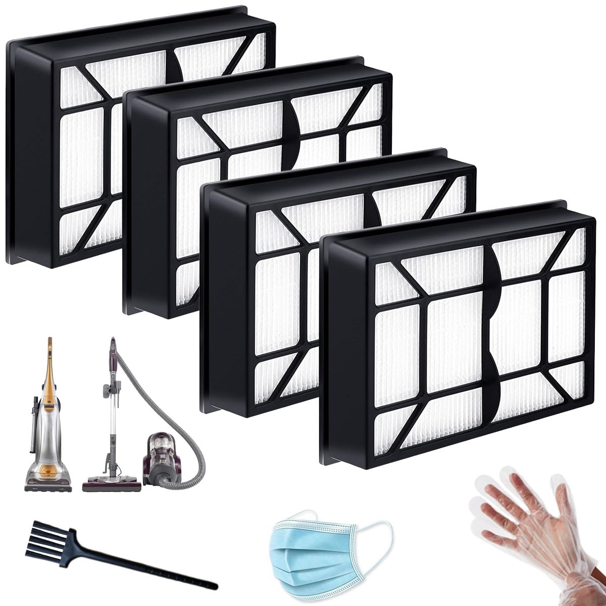 Photo 1 of 4 Pack EF-9 53296 HEPA Filter for 2214, 31140, BU1005, BU1017 and Elite 21814, 31150, 81714, BU1018 Upright and Vacuum Cleaner, EF9 HEPA Vaccum Filter + 1 Clean Brush