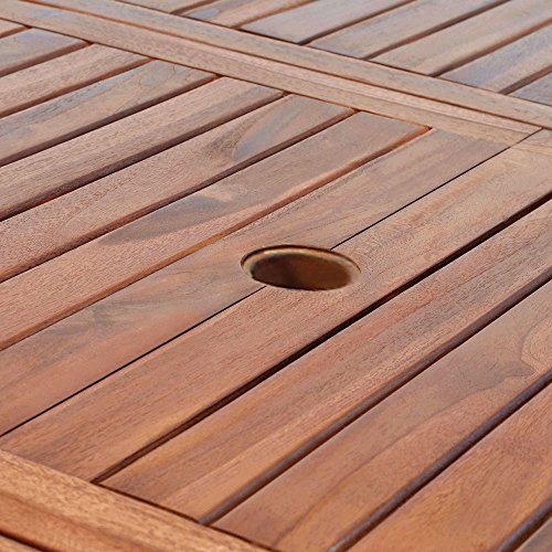 Casaria® Gartenmöbel Set Holz 6 Stühle mit Tisch Wetterfest FSC®-Zertifiziert Schirmständer Armlehnen Klappstühle Garten Terrasse 7-TLG. Eukalyptus – Bild 6