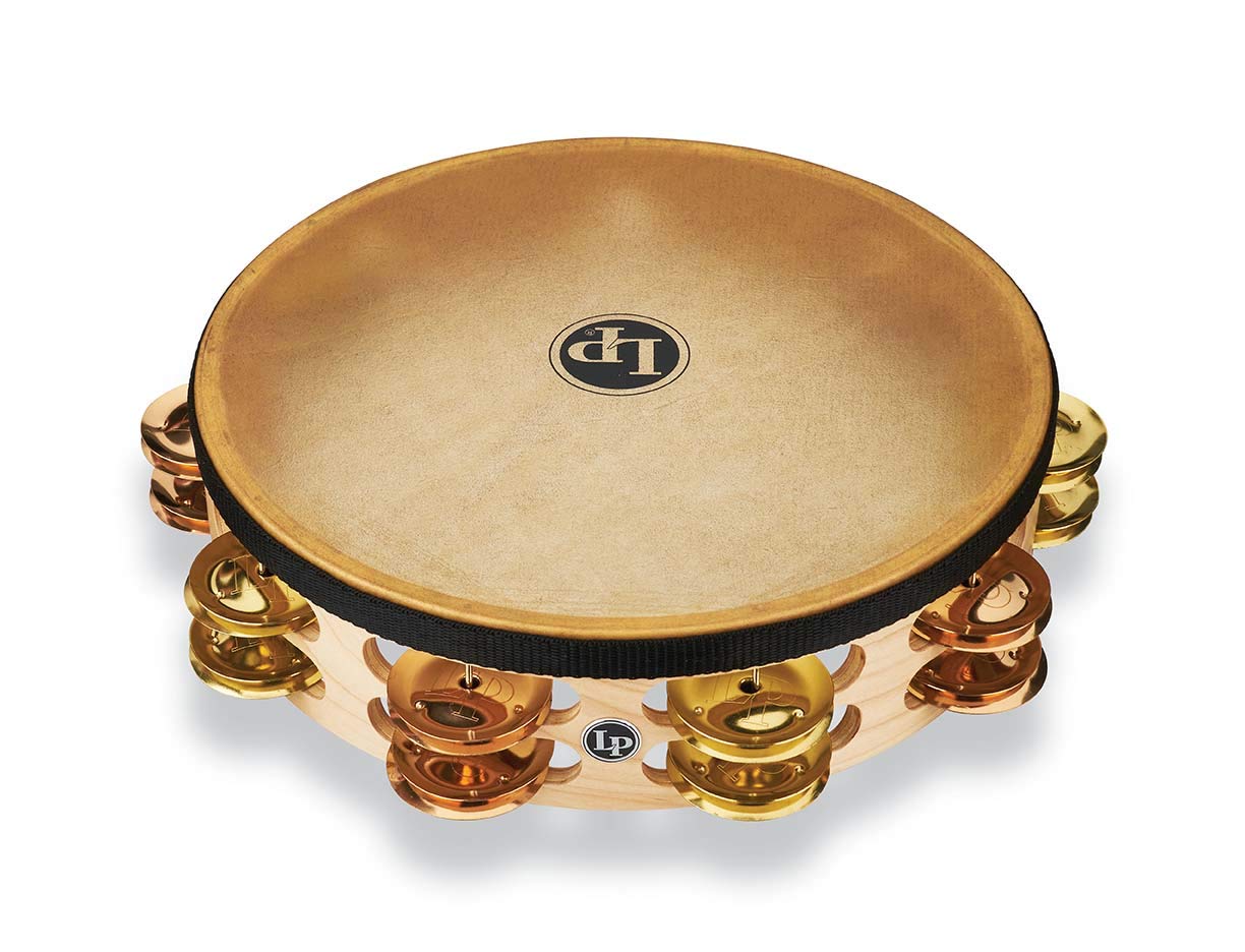Latin Percussion Tambourin Pro 10in Double Row With Head 10" Brass/Bronze LP384-BB