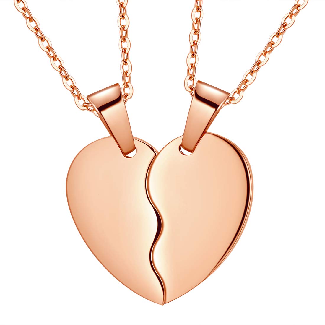 Broken Heart Necklace Women Men 316L Stainless Steel Best Friend BFF Foever Pendant 18k Rose Gold Plated Two Half Hearts Pendants Lover Couples Jewelry SP0034R