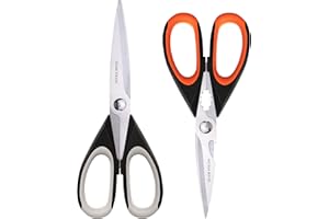 GLAMFIELDS Kitchen Shears Scissors All Purpose, 2Pack Kitchen Scissors Heavy Duty, Poultry Shears,Food Scissors, Multipurpose Stainless Steel Sharp Utility Meat Scissors for Chicken Poultry Fish Herbs