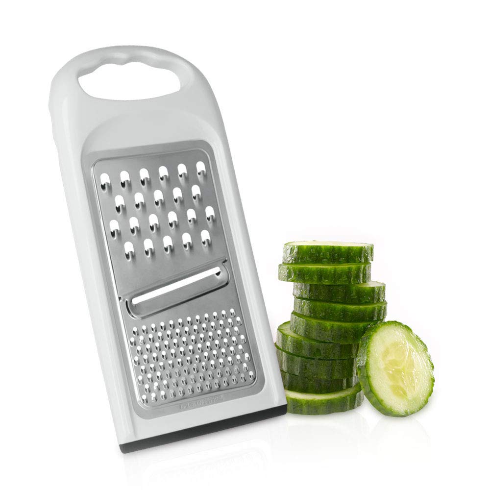 Metaltex Stainless Steel Flat Grater With Anti Slip Base, White
