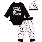 LENSOUS Newborn Infant Baby Boys Girls Mommy&Daddy's Little Valentine Outfits Romper Pants Set