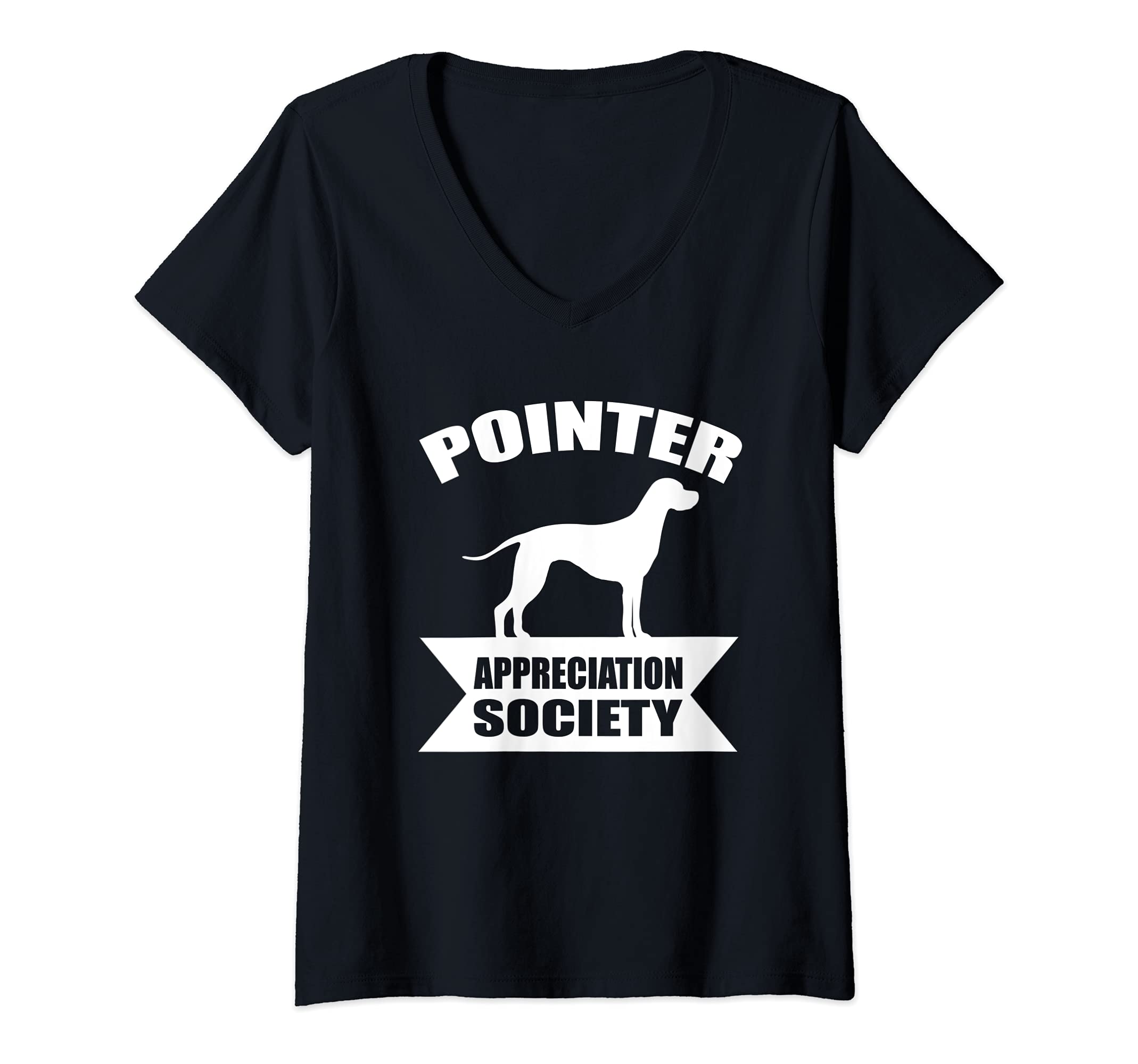 Womens Pointer Dog V-Neck T-Shirt