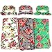 Newborn Swaddle Blanket Headband with Bow Set Baby Receiving Blankets (A Floral 3 Packs)