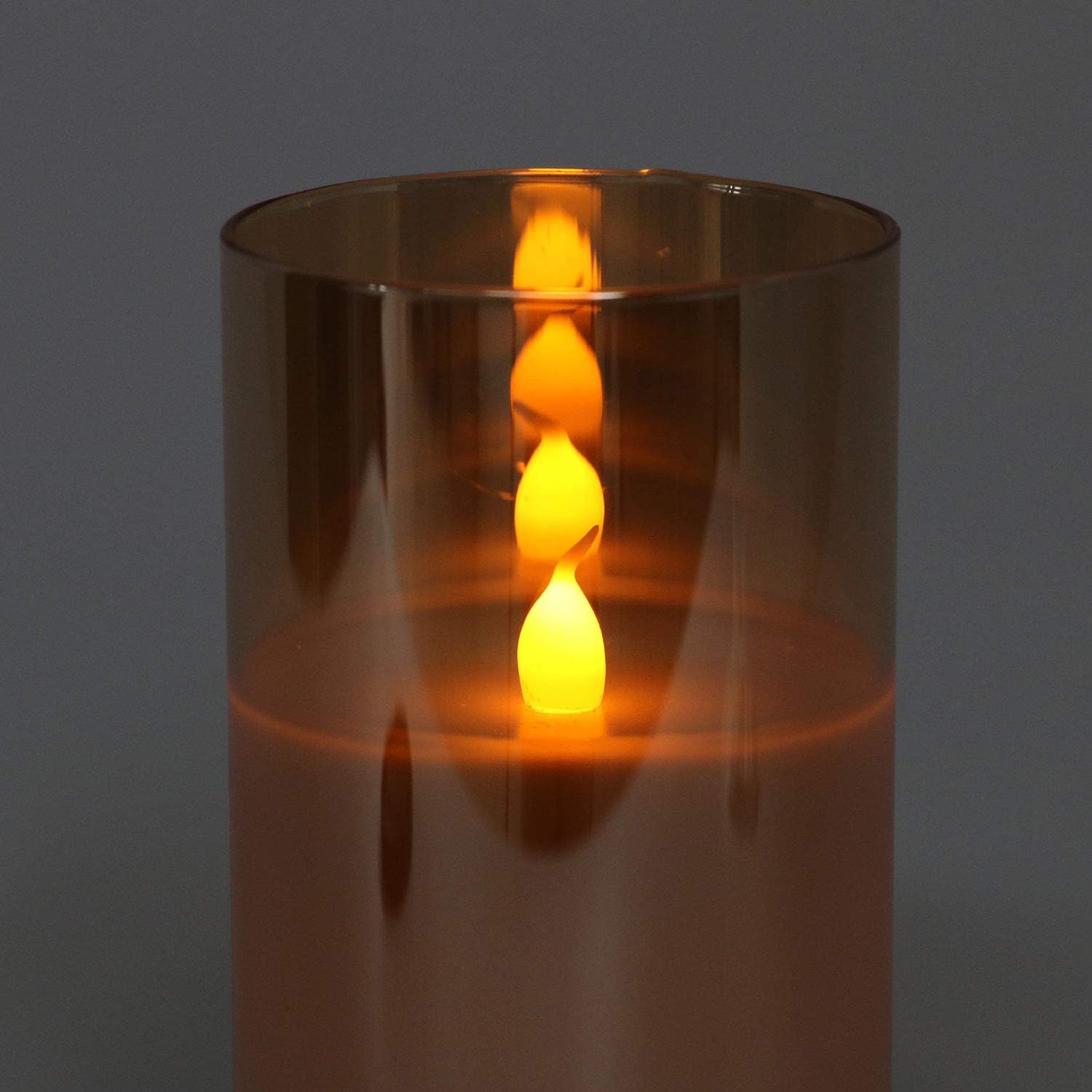 Rhytsing Gold Glass Battery Operated Candles with Remote, Flameless LED Candle Gift Set, Warm White Light, Batteries Included - Image 3