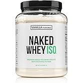 NAKED Vanilla Whey Isolate Protein - Only 4 Ingredients, 30g Grass-Fed Protein, Undenatured, No GMO, No Soy, Gluten-Free, No Preservatives - 24 Servings