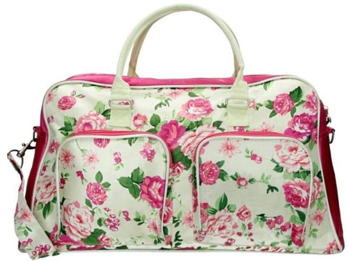 Dugros Floral Printed Satin Nylon Weekender Top Handle Holdall - Multicolor - Duffel Bag