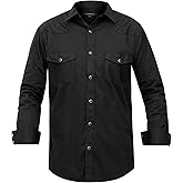 Western Shirts for Men with Snap Buttons Regular Fit Plaid Mens Long Sleeve Shirts Casual