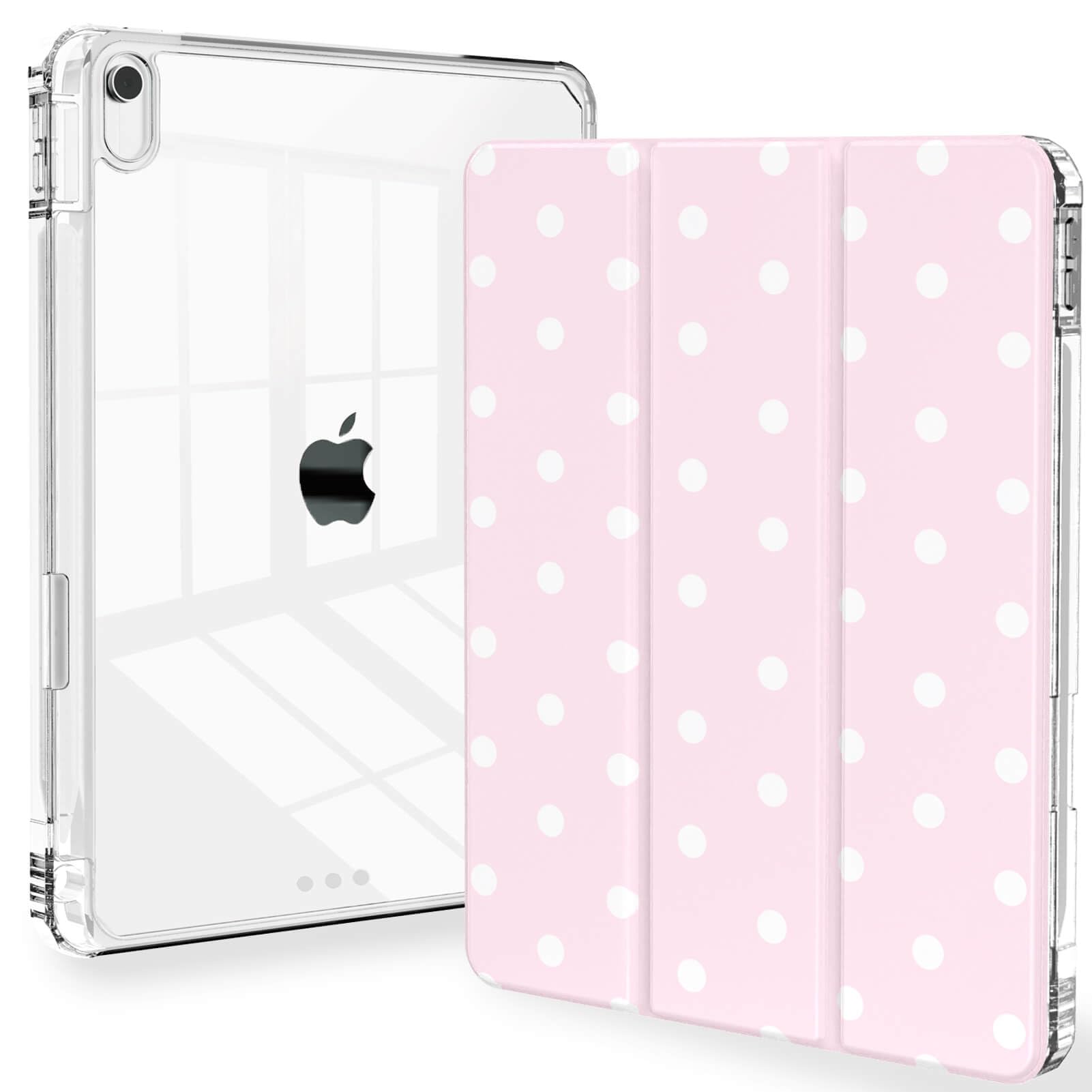Photo 1 of Feams Case for iPad (A16) 11th Generation 11 Inch 2025, iPad 10th Generation 10.9 Inch 2022, Slim Tri-Fold Stand Clear Back Cover with Pencil Holder & Auto Sleep, Pink Polka Dot