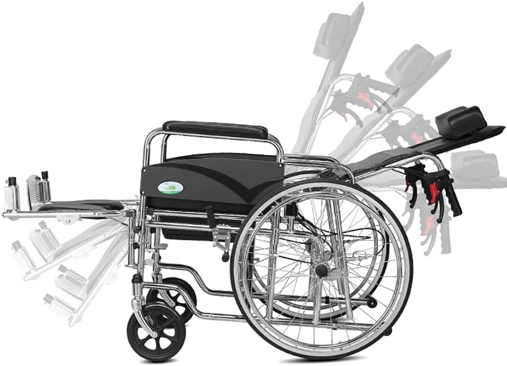 Wheelchairs Manual, Foldable with High Bearing Capacity, Support 330 Lbs, Full Lie Commode with Handbrakes