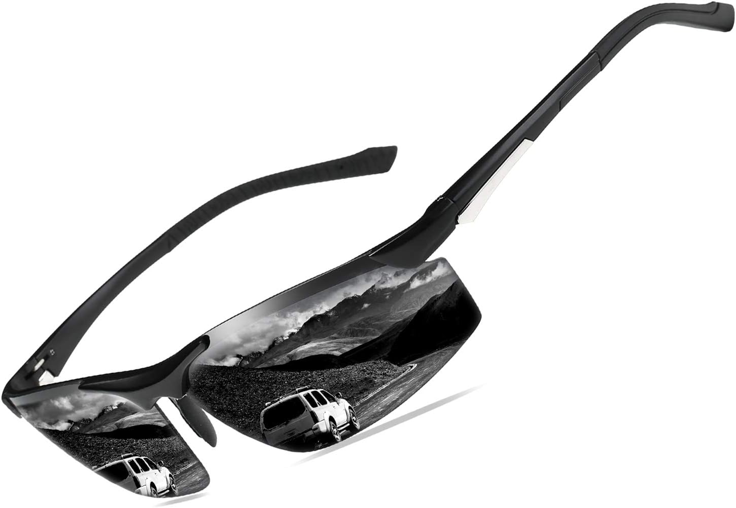 Mens Polarized Carbon Fiber Sunglasses UV Protection Sports Fishing Driving Sunglasses for Men Al-Mg Frame